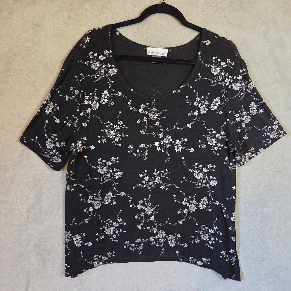 Dressbarn Floral Asymmetrical Top Women Size 16 Casual Office Cottage Romantic